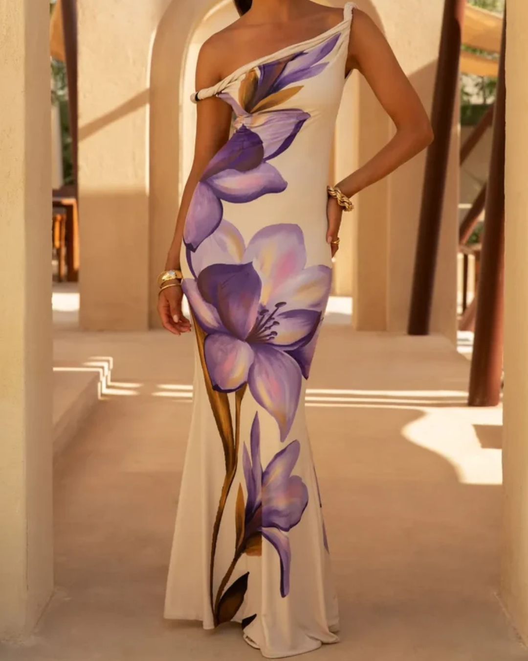 Solara - vestido largo de corte sirena con un solo hombro