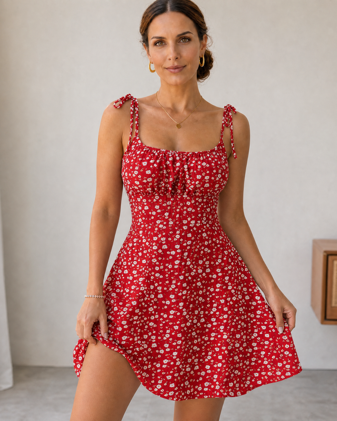 Dorada - vestido con lazos y falda acampanada