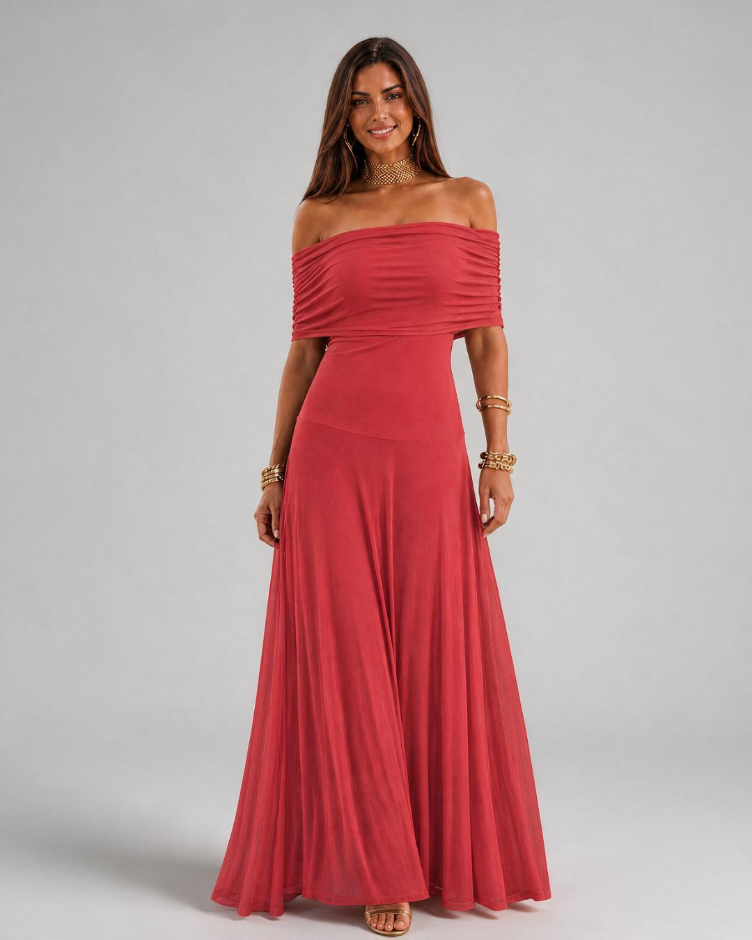 Giorgina - Vestido largo con hombros al hombro