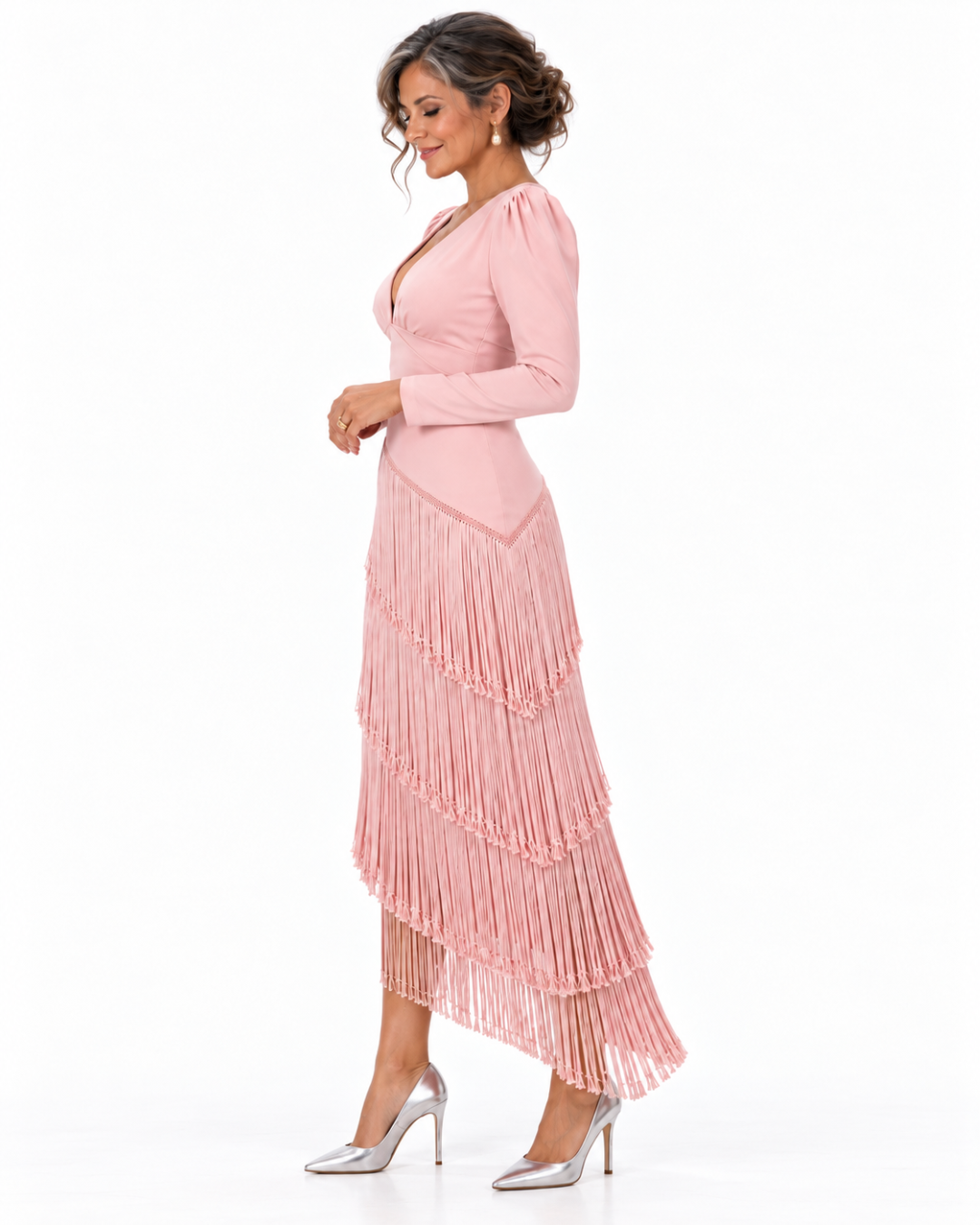 Roselle - vestido midi largo con flecos