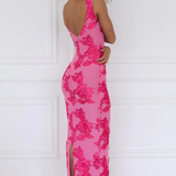 Carmela - vestido con bordado floral en relieve en tonalidad