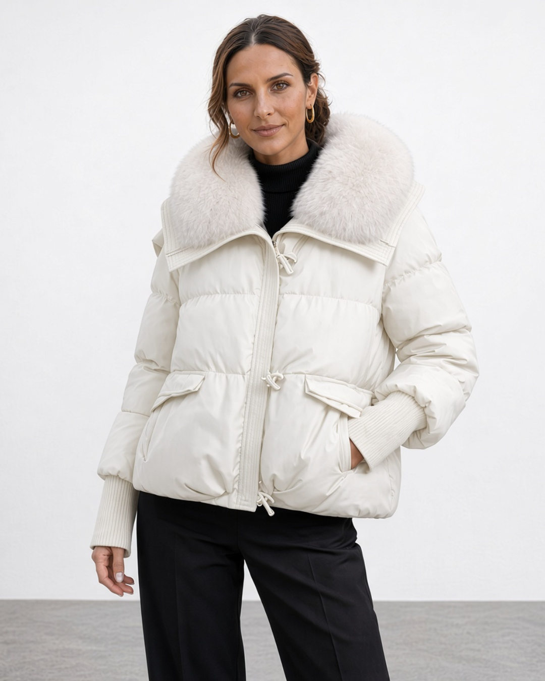 Rocío Madrid - chaqueta acolchada con cuello de pelo