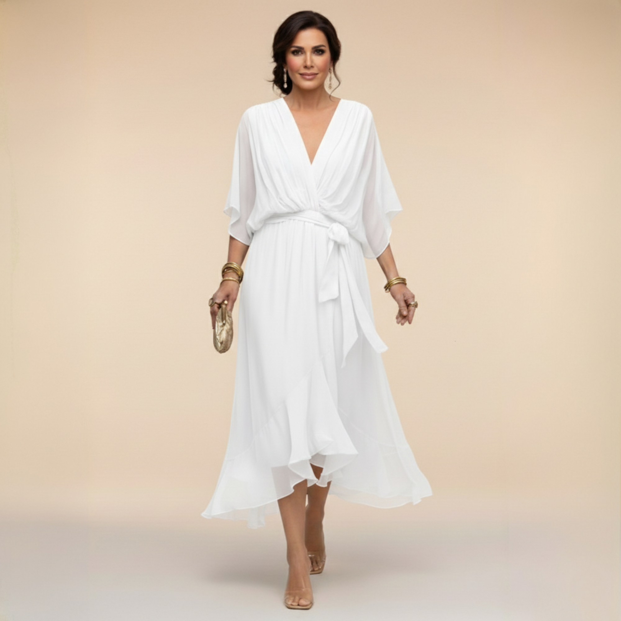 Monica™ - vestido de chiffon con escote en V