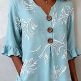 Cielo Azul - vestido holgado con mangas acampanadas