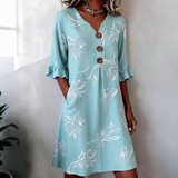 Cielo Azul - vestido holgado con mangas acampanadas