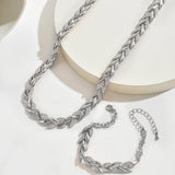 Elara - conjunto de collar y pulsera con hojas entrelazadas