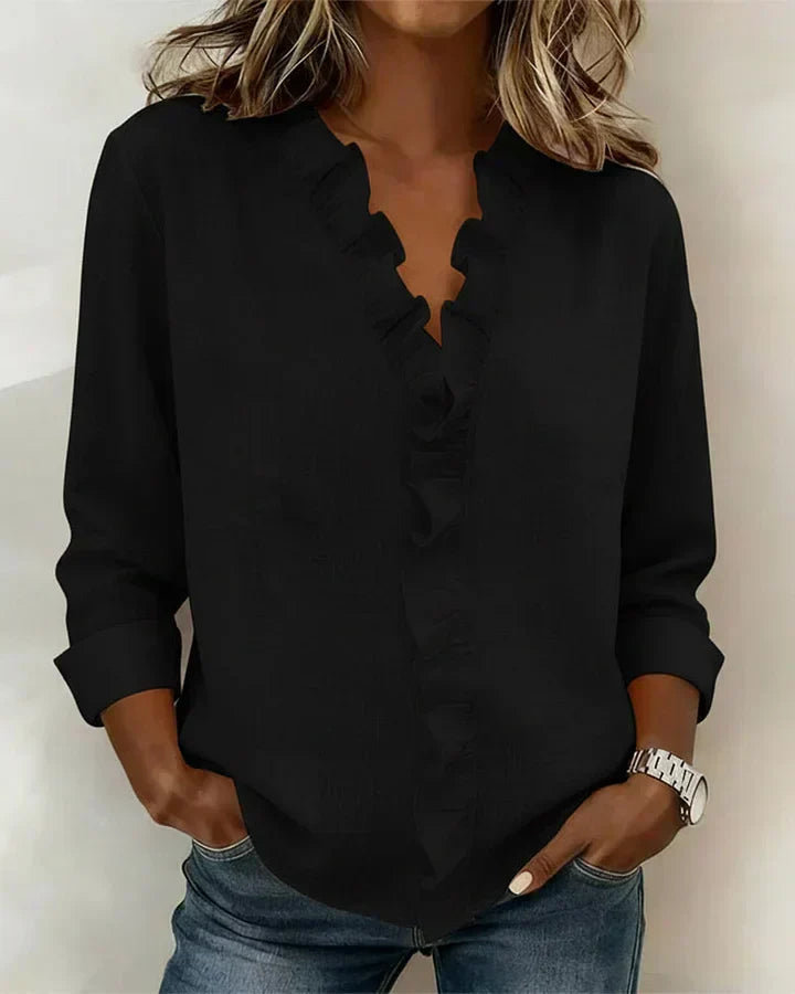 Camille - blusa con volantes y cuello en V