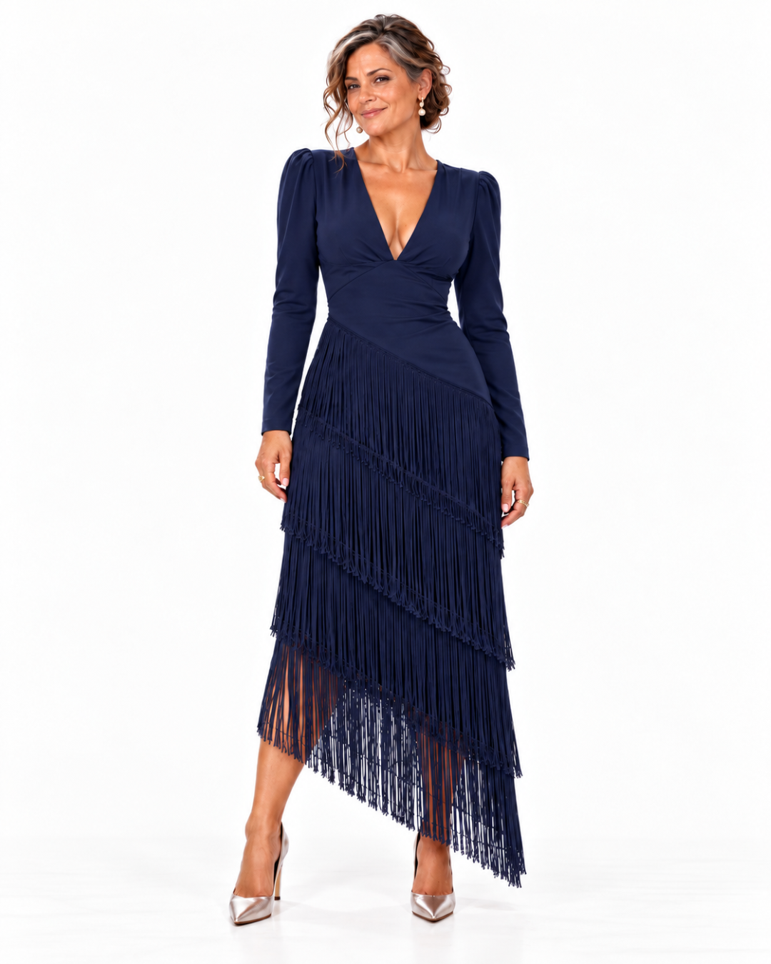 Roselle - vestido midi largo con flecos