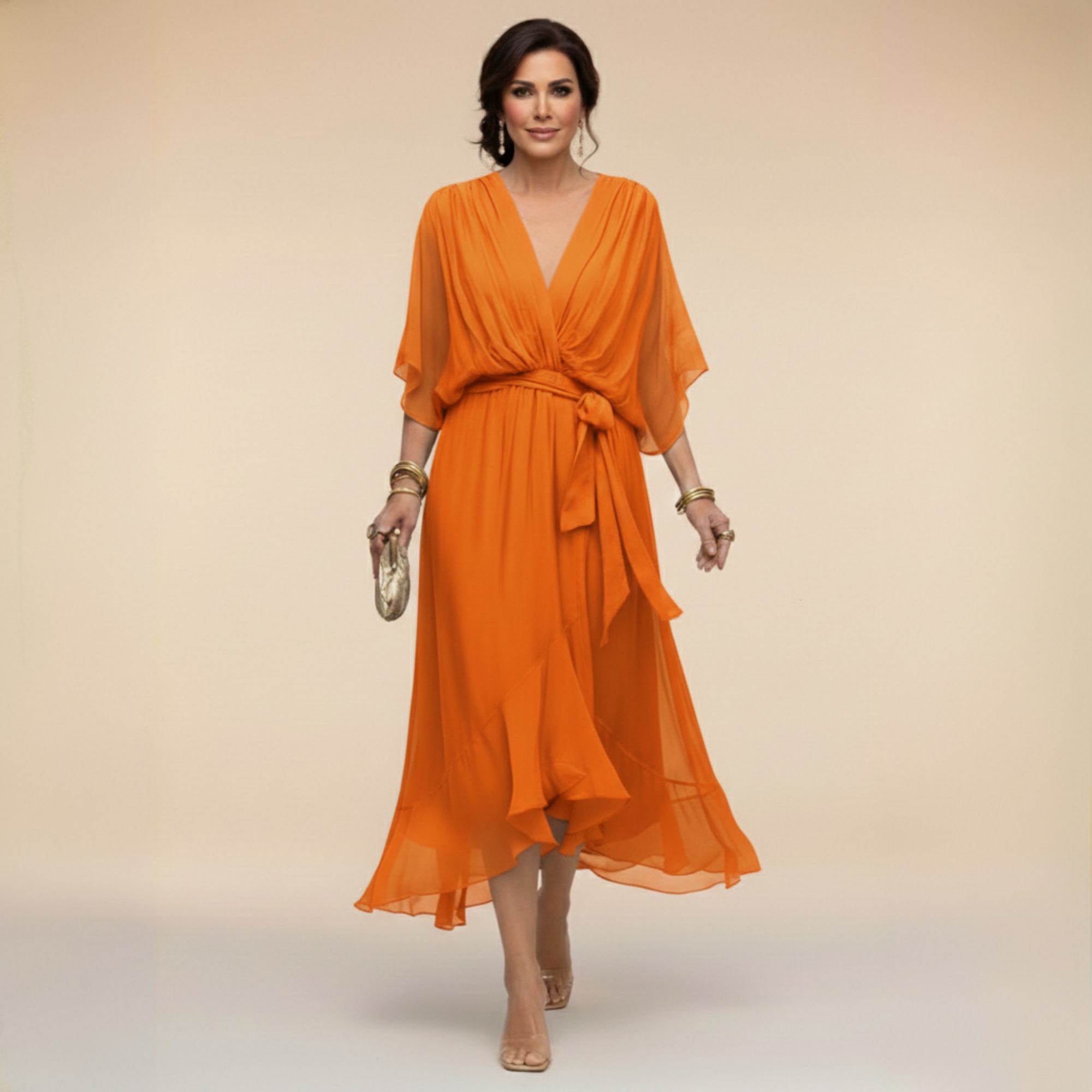 Monica™ - vestido de chiffon con escote en V