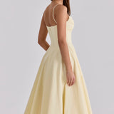 Isla - vestido midi con escote fruncido