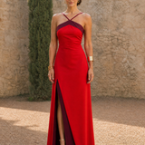 Ardiente - vestido largo con cuello halter cruzado