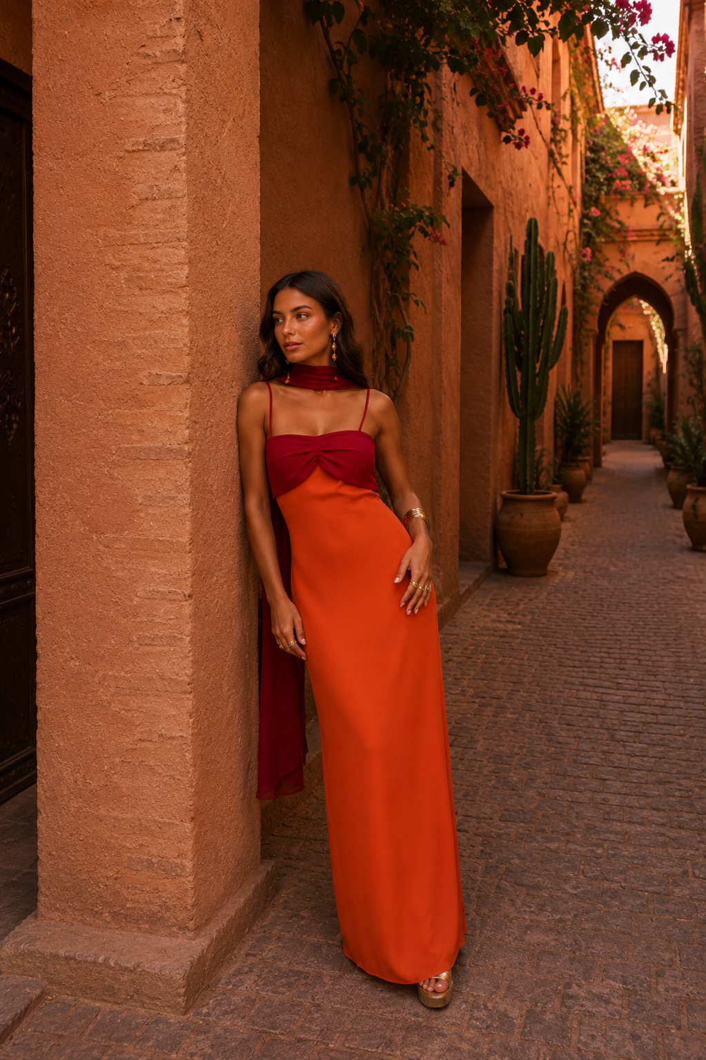 Solstício - vestido largo con capa de gasa