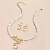 Jimena - collar y pendientes con detalles perlados