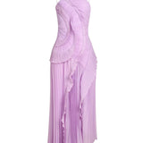 Valeria - vestido de elegancia plisada en Lila