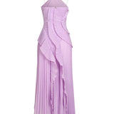Valeria - vestido de elegancia plisada en Lila