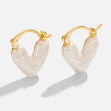 Sasha - Pendientes Corazón Esmalte Nacarado