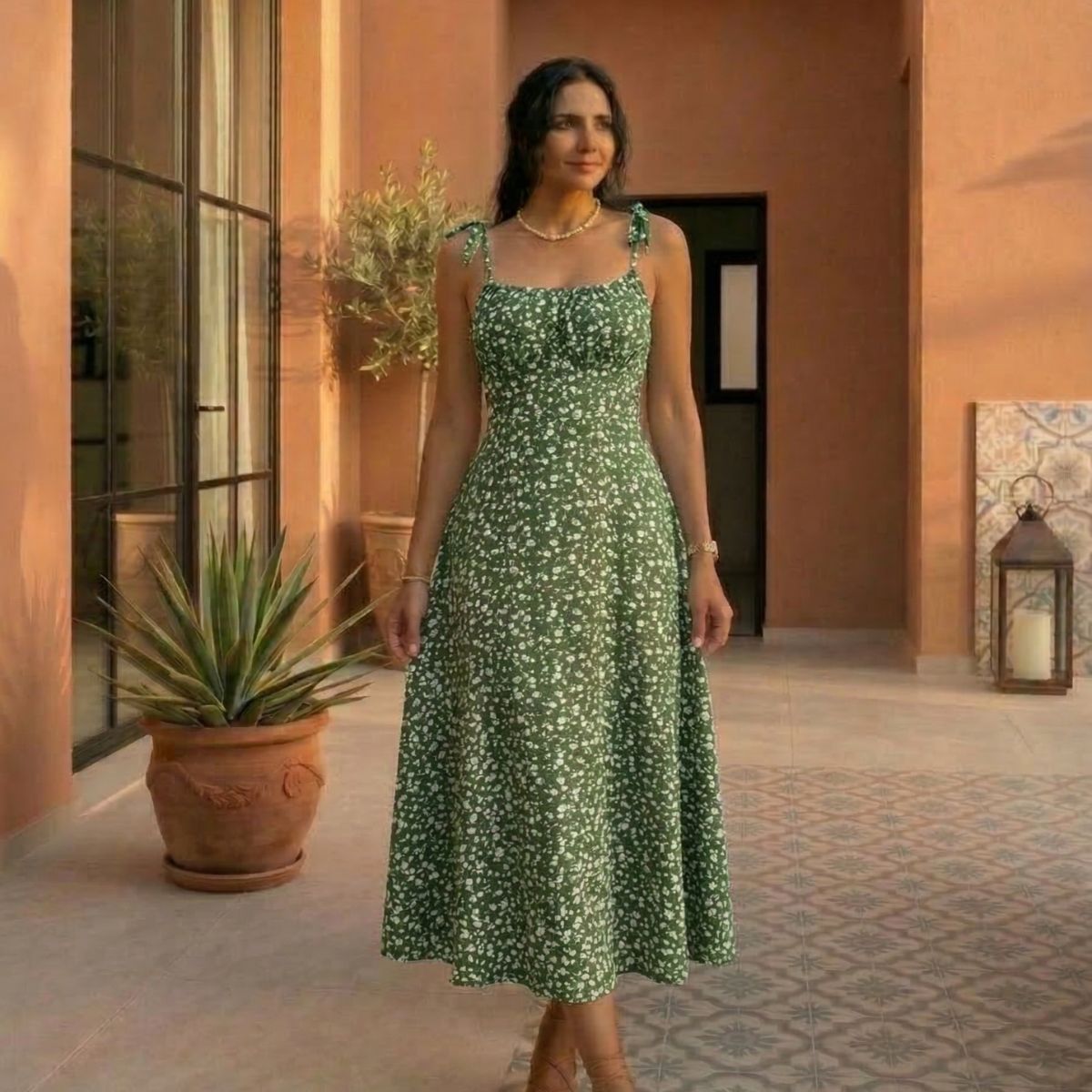 Arena - vestido midi con lazo en la espalda
