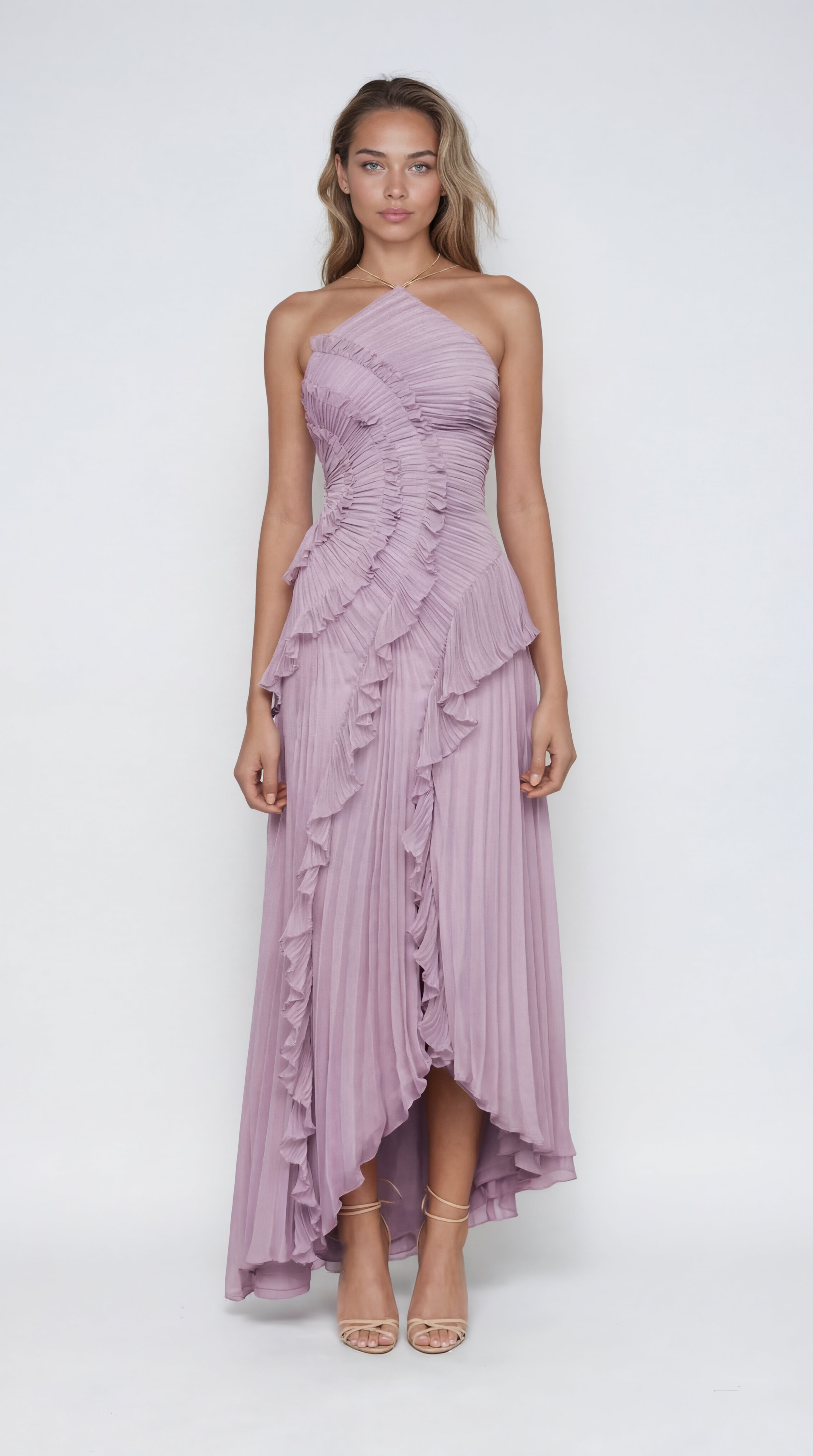 Valeria - vestido de elegancia plisada en Lila