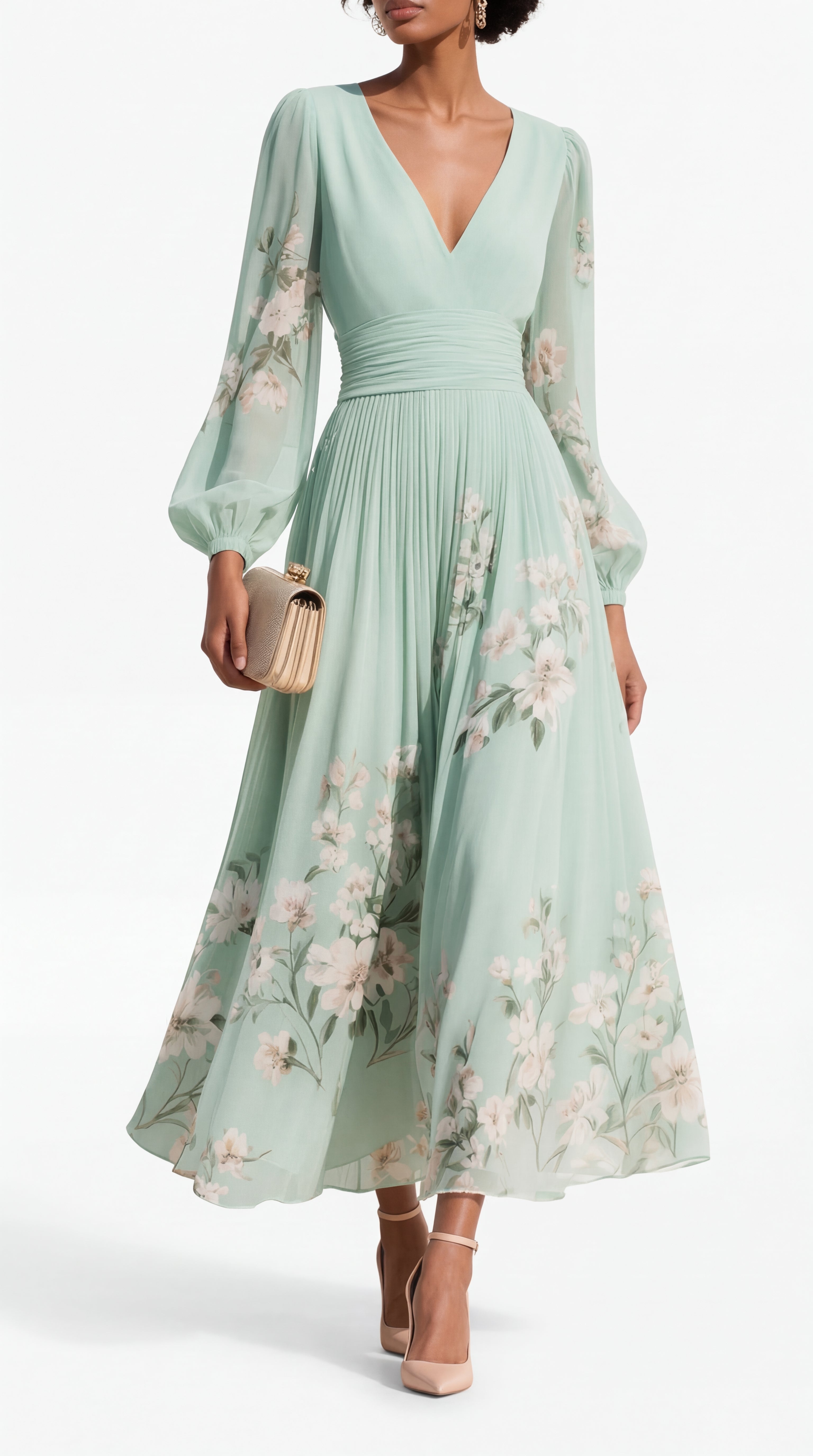 Bella Jardín - Vestido midi floral verde