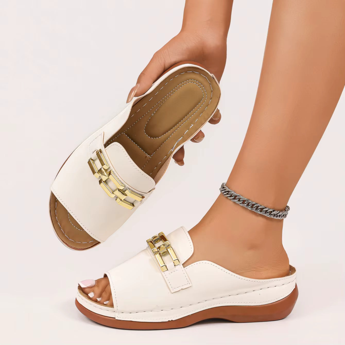 Glam - sandalias cómodas con hebilla
