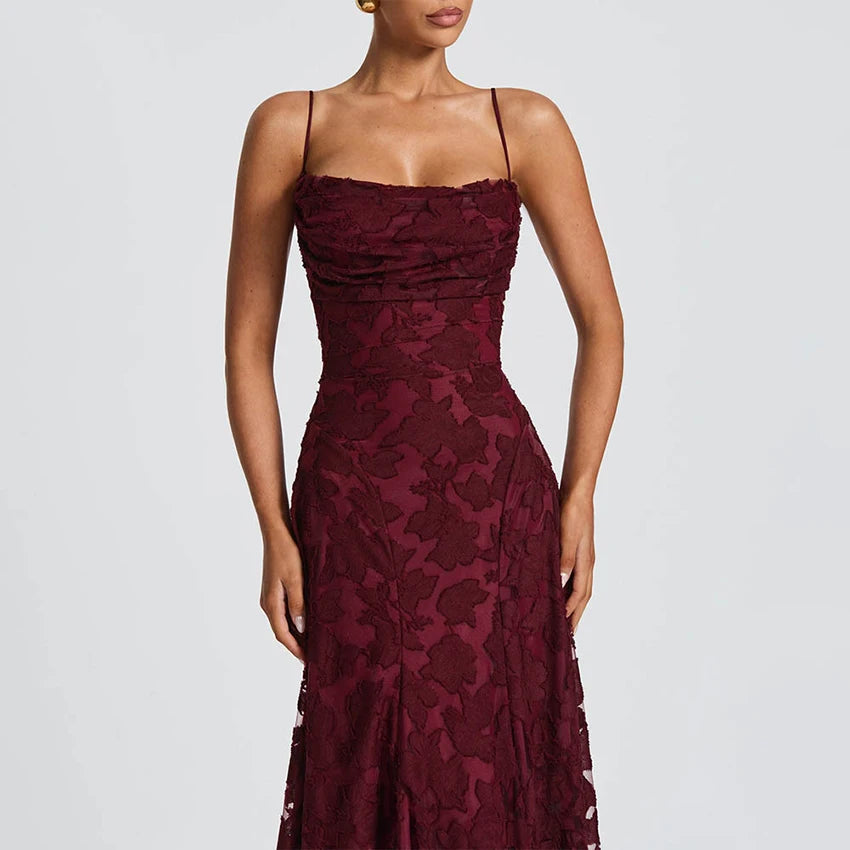Luna Rosa - vestido largo de flores con tirantes finos y corte recto