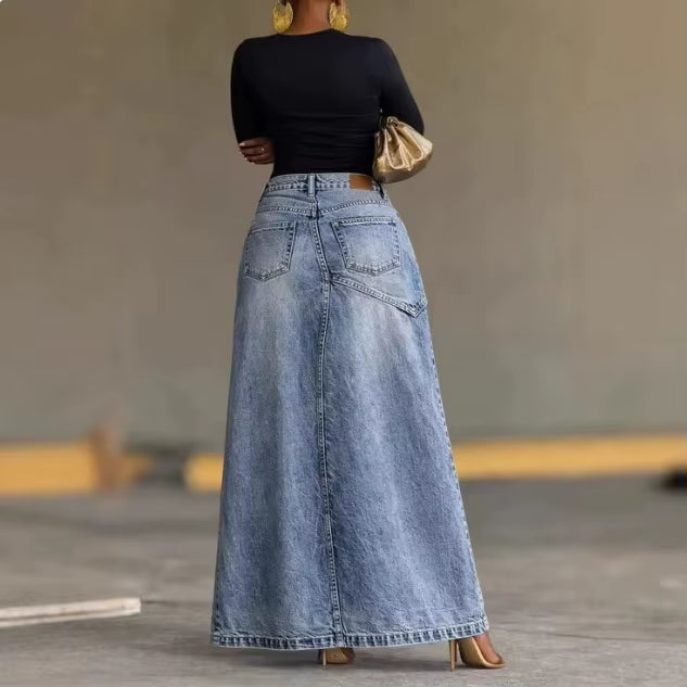 Dakota - falda vaquera con cintura asimétrica cruzada