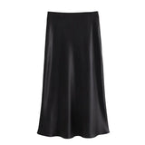 Ondine - elegante falda midi larga de satén