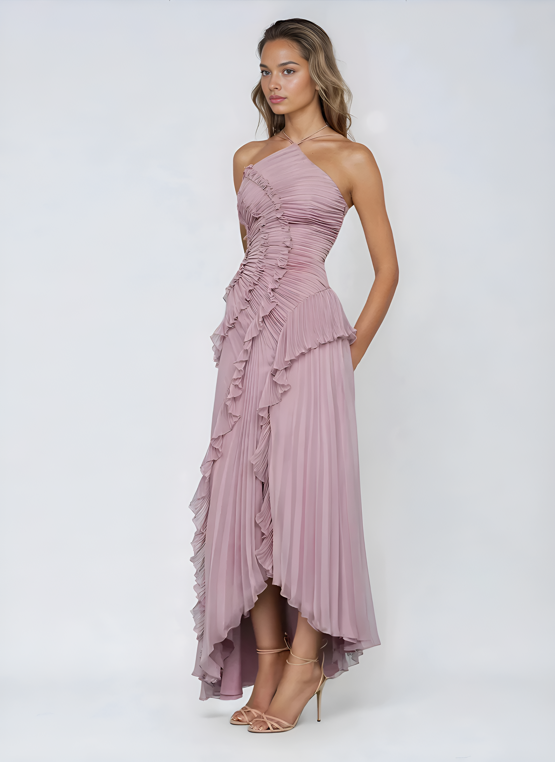 Valeria - vestido de elegancia plisada en Lila