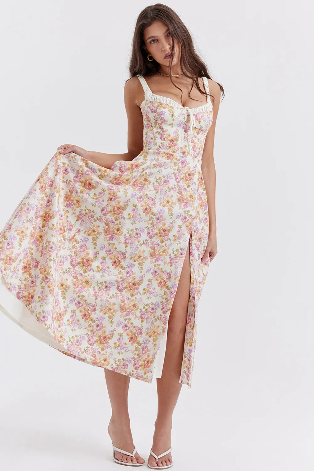 Encanto - vestido midi floral con hendidura