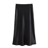 Ondine - elegante falda midi larga de satén