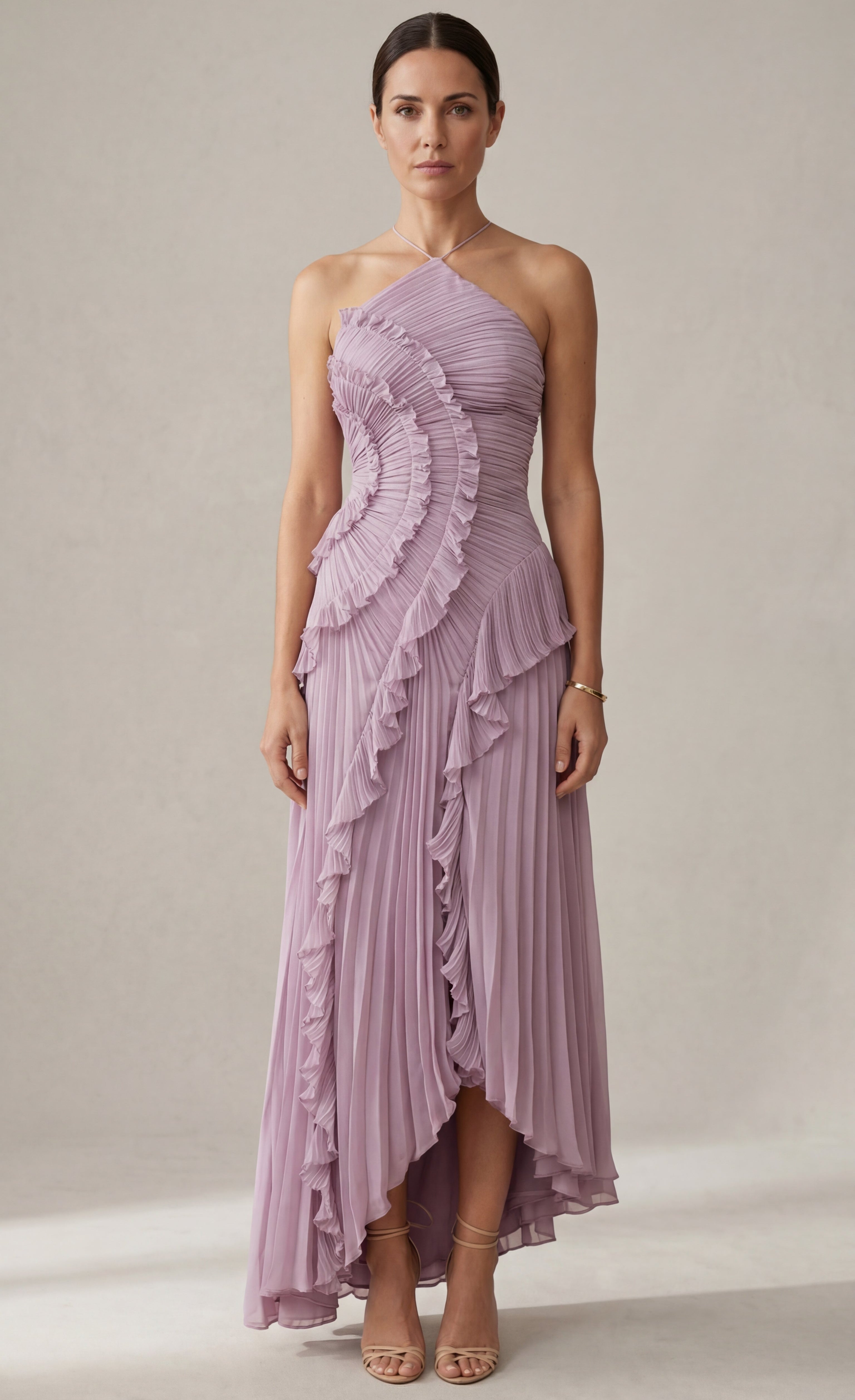 Valeria - vestido de elegancia plisada en Lila