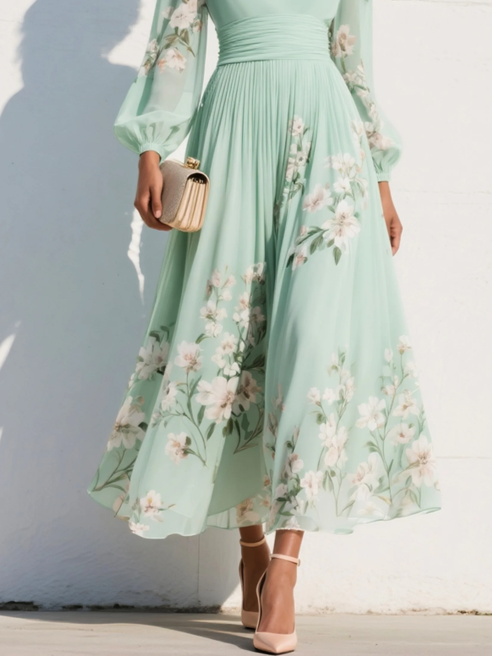 Bella Jardín - Vestido midi floral verde
