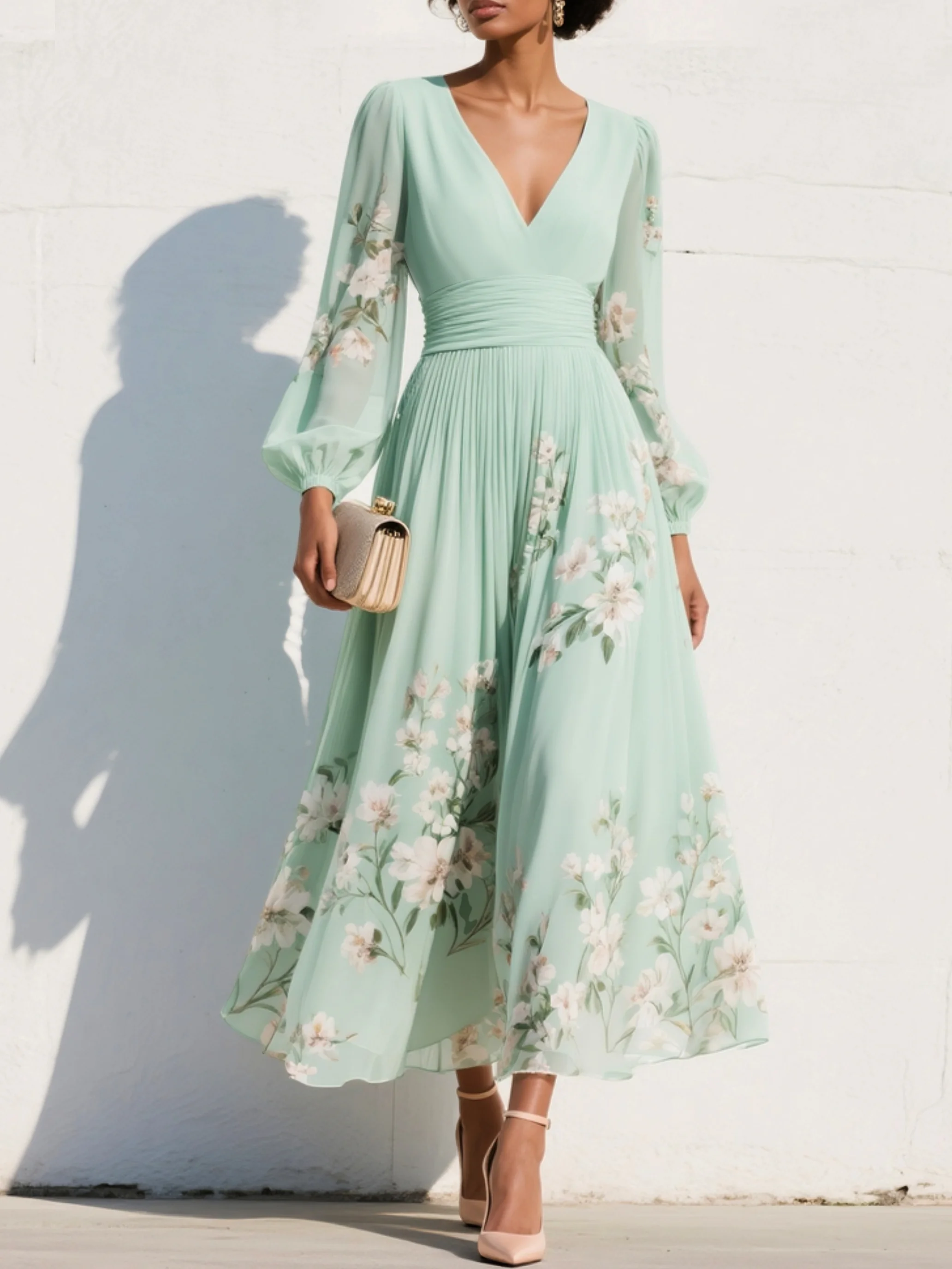 Bella Jardín - Vestido midi floral verde
