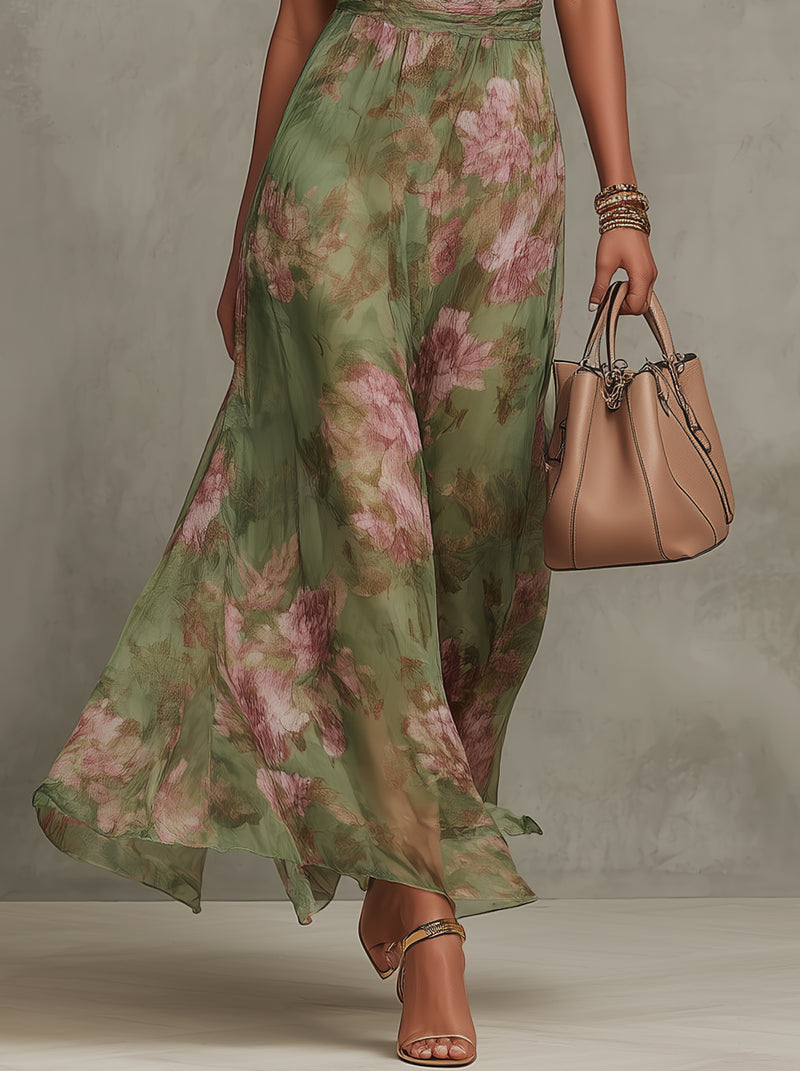 Bella Seda - vestido maxi halter floral elegante