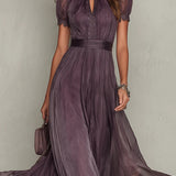 Elvira - vestido Largo de gasa con encaje