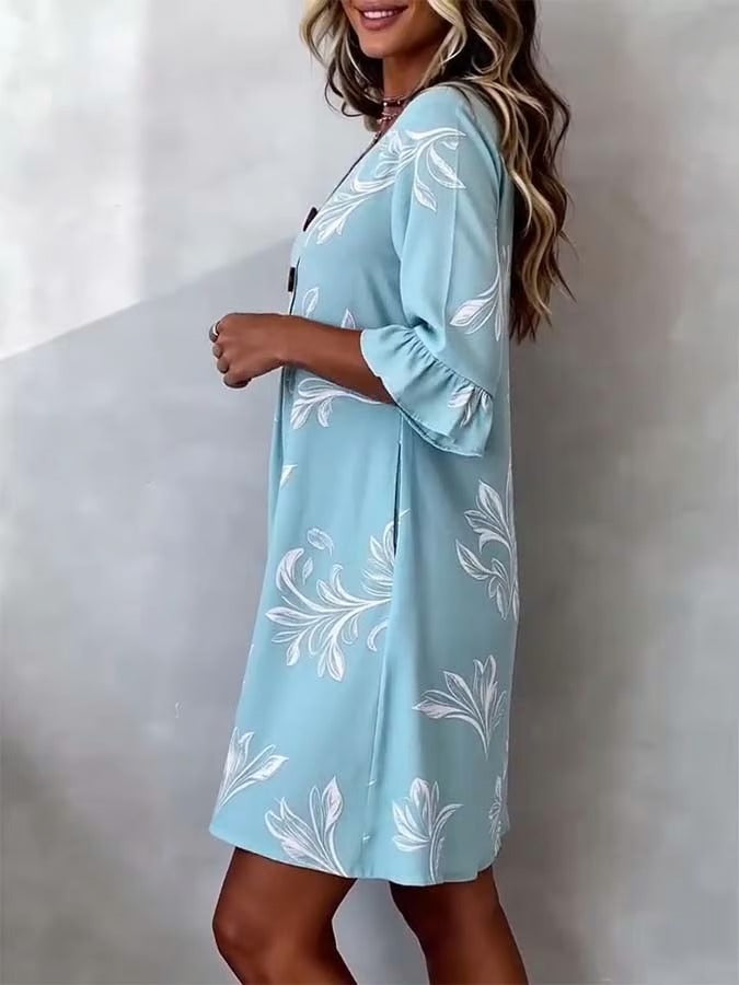 Cielo Azul - vestido holgado con mangas acampanadas