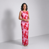 Carmela - vestido con bordado floral en relieve en tonalidad