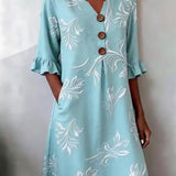 Cielo Azul - vestido holgado con mangas acampanadas