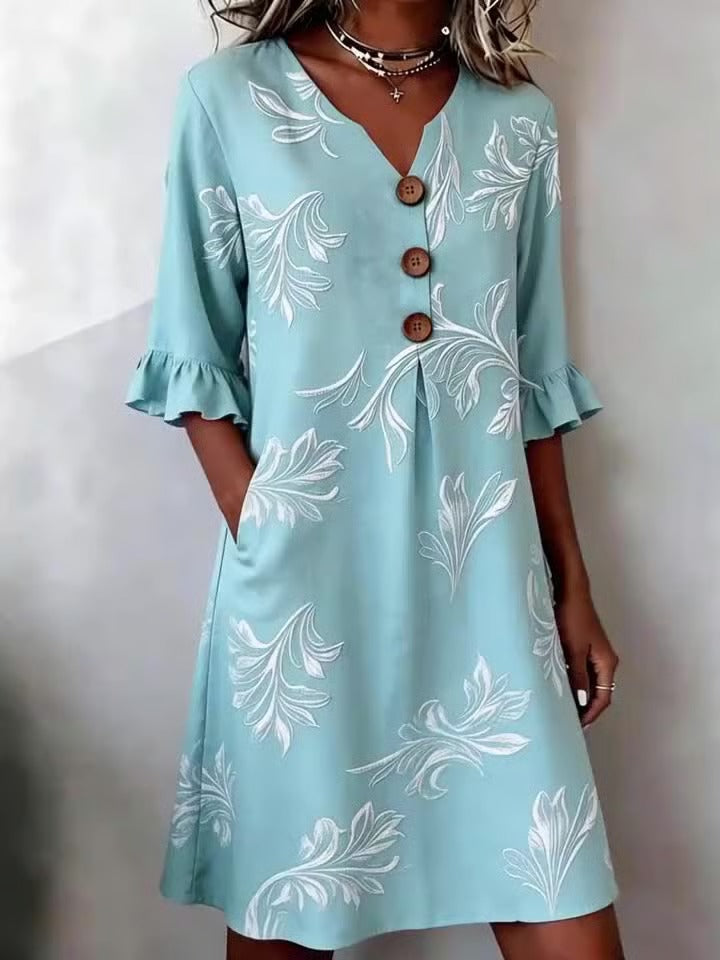 Cielo Azul - vestido holgado con mangas acampanadas