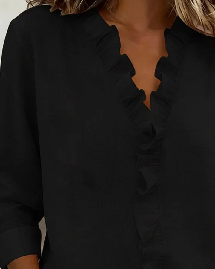 Camille - blusa con volantes y cuello en V