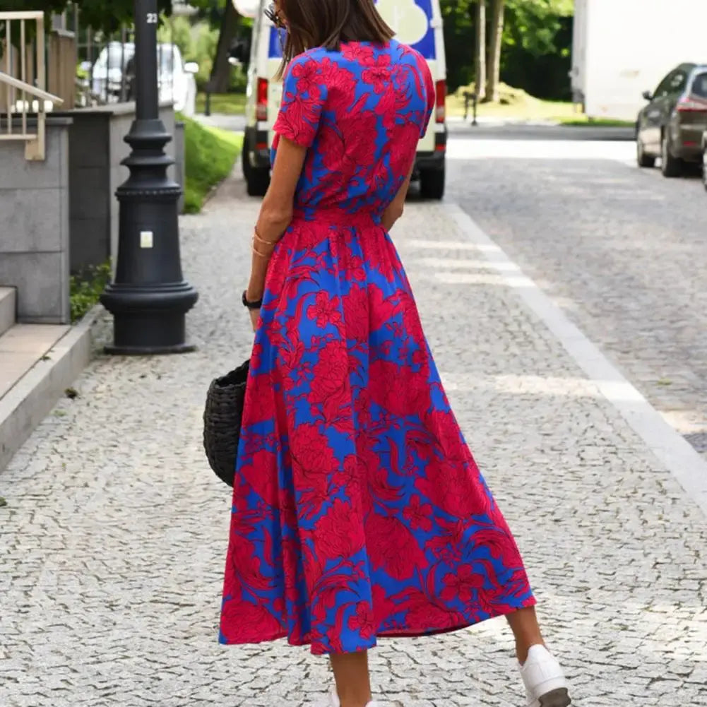 Lucía Fucsia - vestido cruzado con estampado