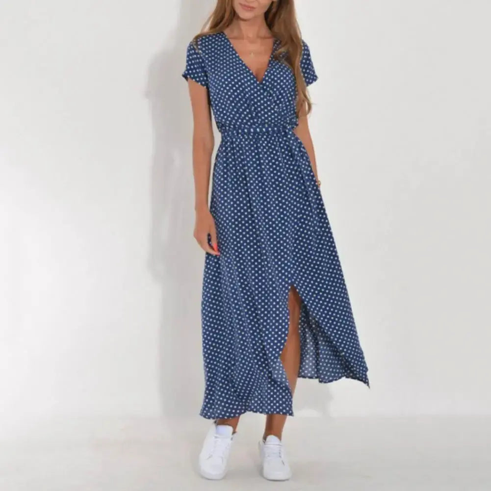 Lucía Fucsia - vestido cruzado con estampado