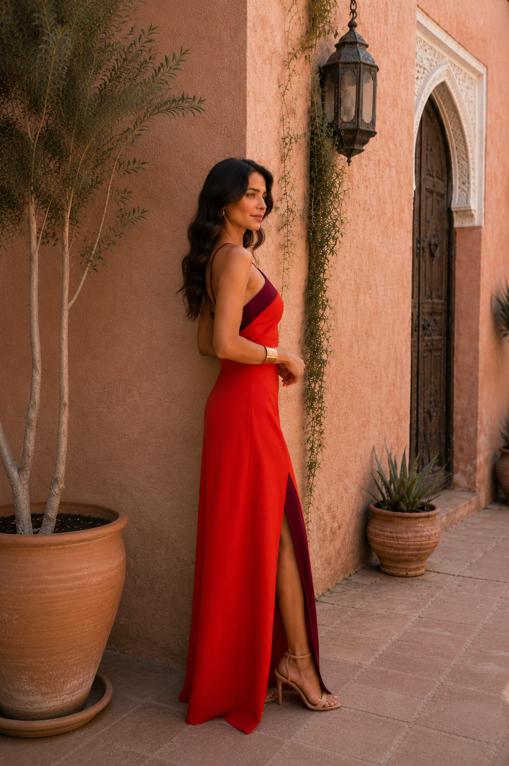 Ardiente - vestido largo con cuello halter cruzado
