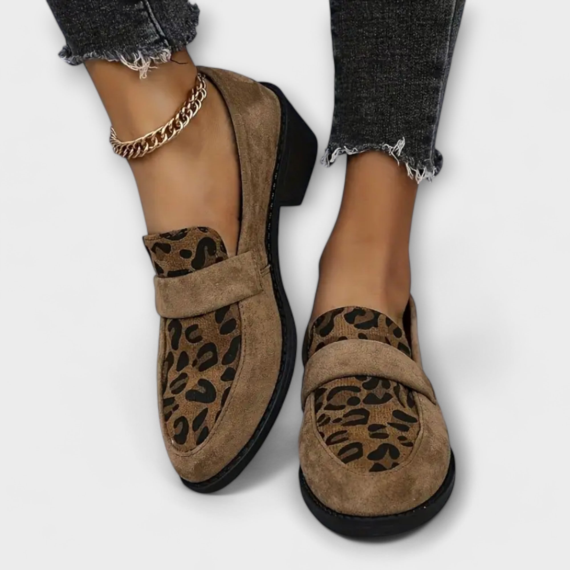Féline - mocasines de ante con estampado animal