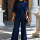 Gabriela - conjunto de blusa drapeada y pantalón palazzo