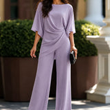 Gabriela - conjunto de blusa drapeada y pantalón palazzo
