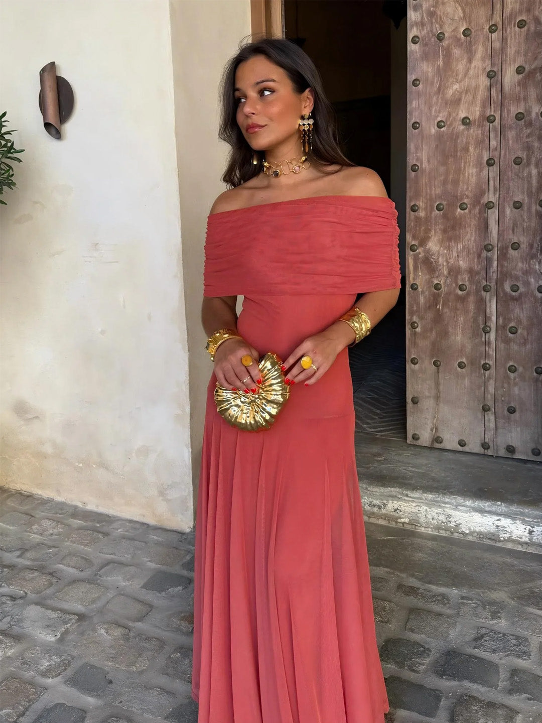 Giorgina - Vestido largo con hombros al hombro