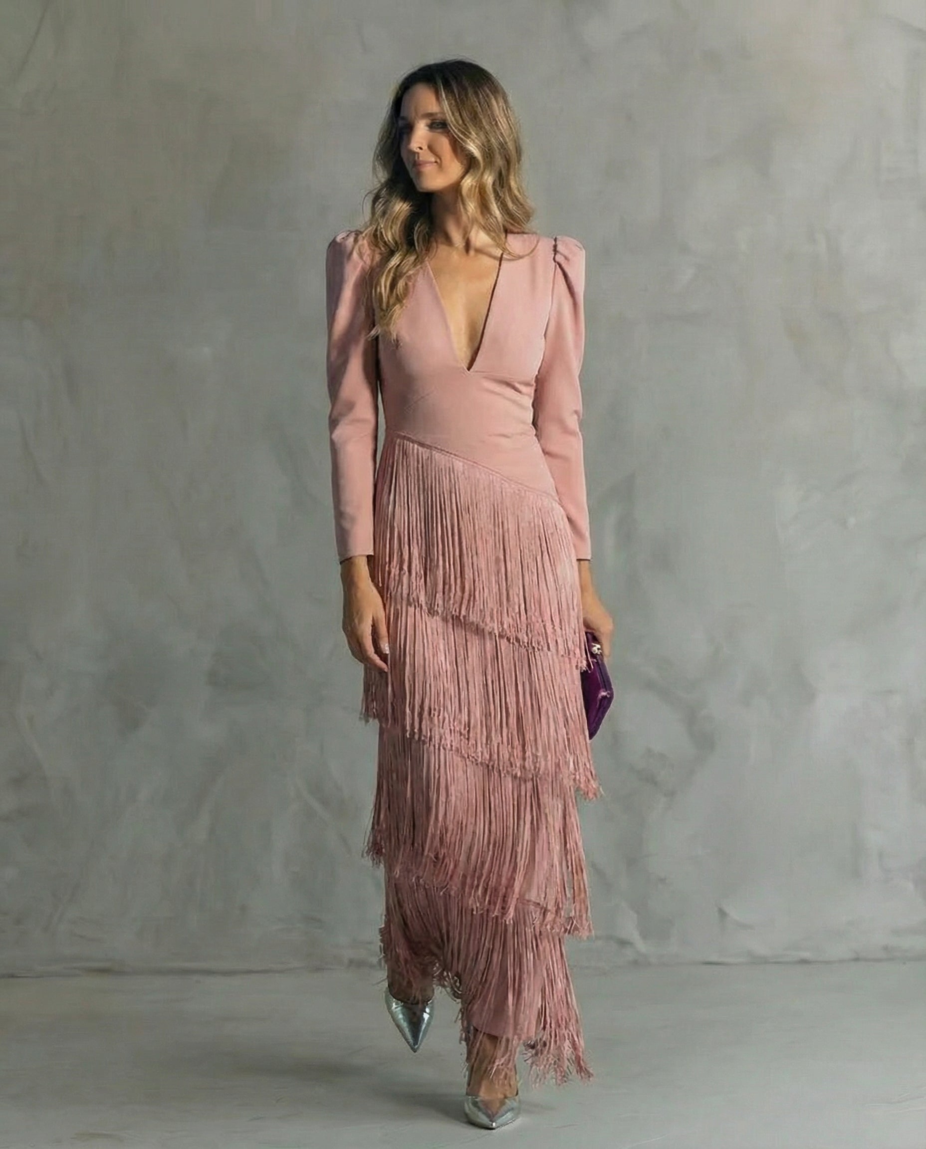 Roselle - vestido midi largo con flecos