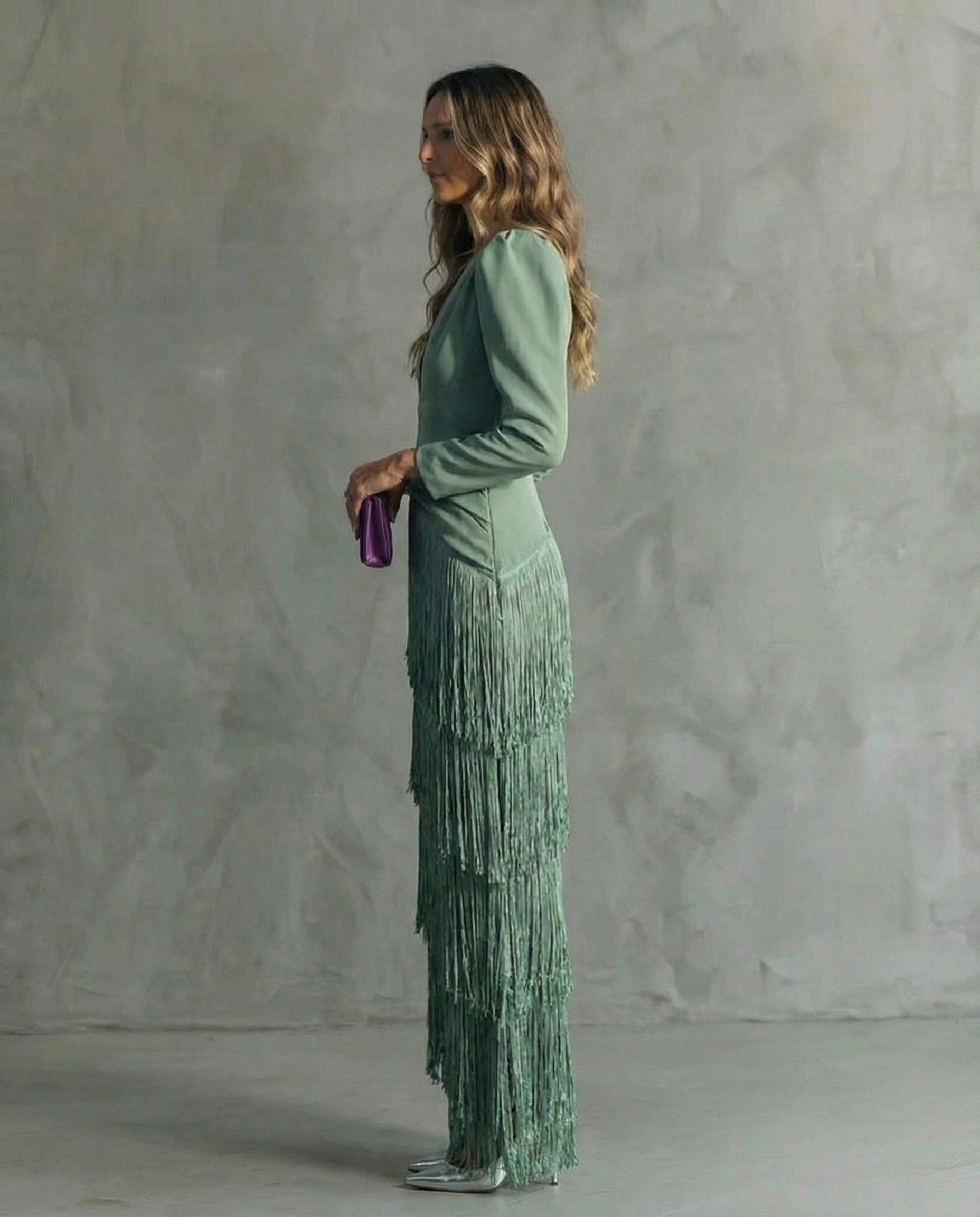 Roselle - vestido midi largo con flecos