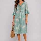 Cielo Azul - vestido holgado con mangas acampanadas